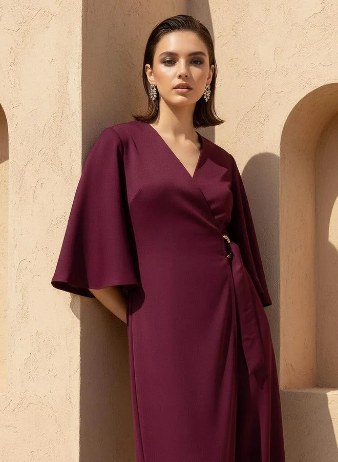 ايكونيك Iconic Jumpsuit Front Wrap with Zip Closure
